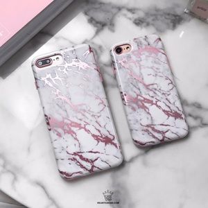 White Marble Pink Chrome iPhone 7/8 Case